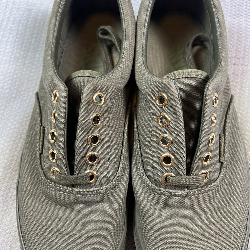 Vans‎ Era Sneakers Womens 8 Olive Green Canvas Gold Eyelets Low Top Shoes - Picture 7 of 10